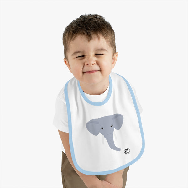 Elephant Close-up Baby Contrast Trim Jersey Bib