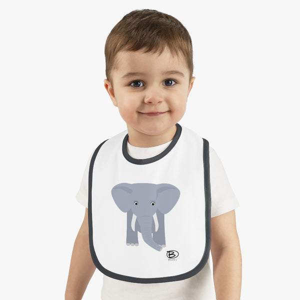 Elephant Baby Contrast Trim Jersey Bib