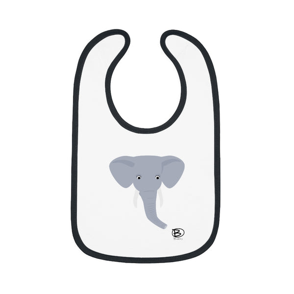 Elephant Close-up Baby Contrast Trim Jersey Bib