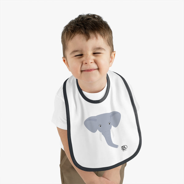 Elephant Close-up Baby Contrast Trim Jersey Bib