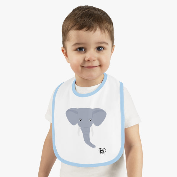 Elephant Close-up Baby Contrast Trim Jersey Bib