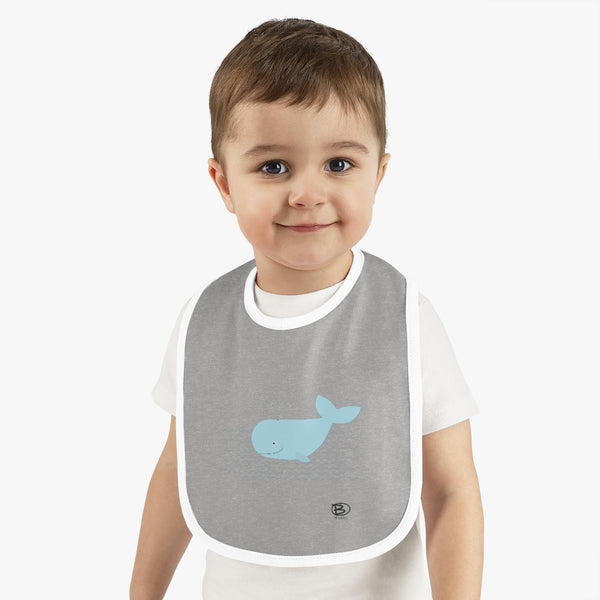 Happy Whale - Baby Contrast Trim Jersey Bib