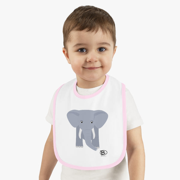 Elephant Baby Contrast Trim Jersey Bib