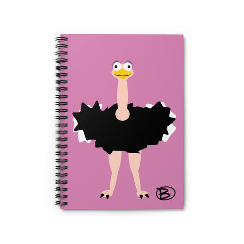 Ostrich Spiral Notebook - Ruled Line - Pink