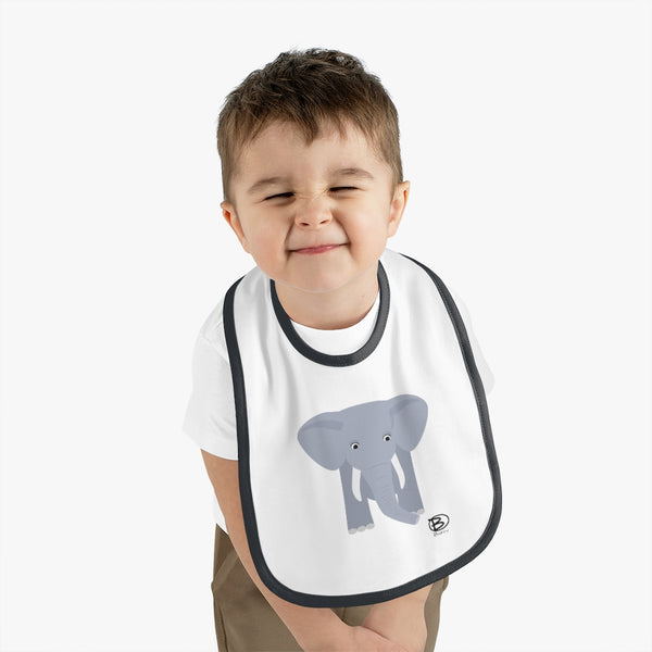 Elephant Baby Contrast Trim Jersey Bib