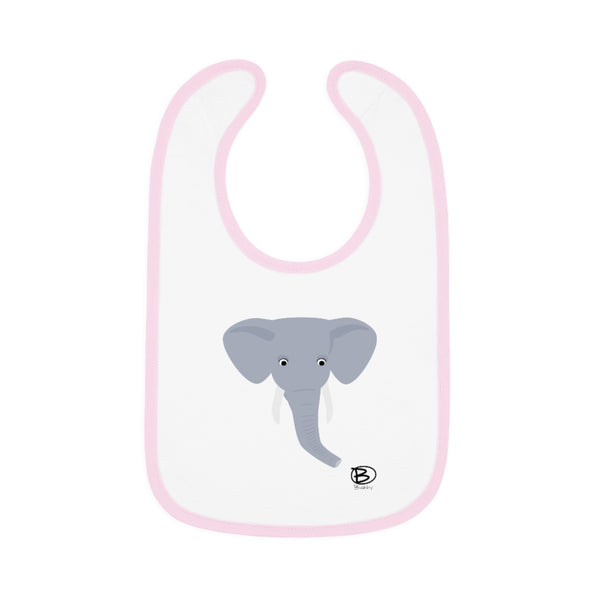 Elephant Close-up Baby Contrast Trim Jersey Bib