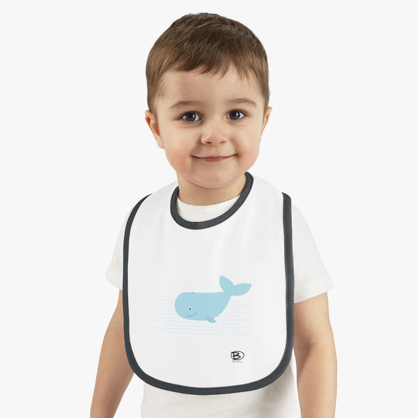 Happy Whale - Baby Contrast Trim Jersey Bib