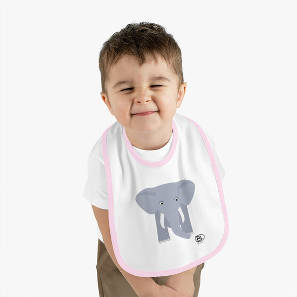 Elephant Baby Contrast Trim Jersey Bib