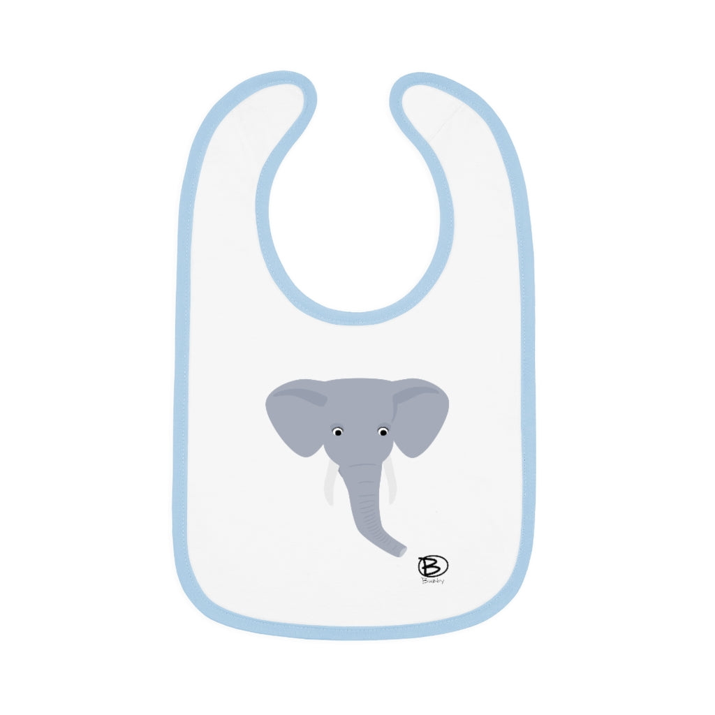 Elephant Close-up Baby Contrast Trim Jersey Bib