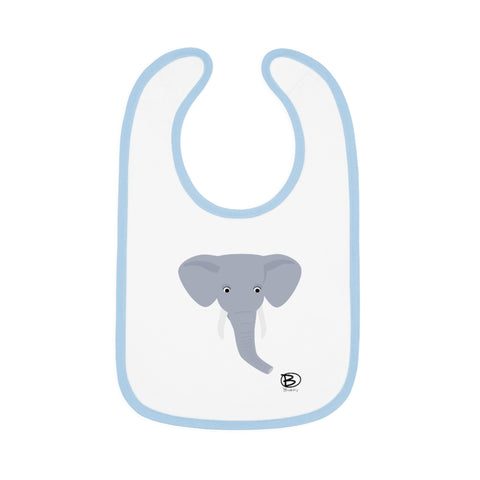 Elephant Close-up Baby Contrast Trim Jersey Bib