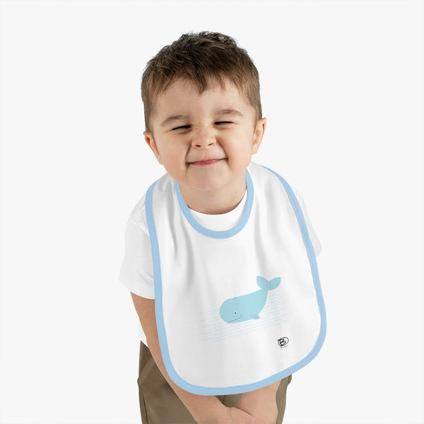 Happy Whale - Baby Contrast Trim Jersey Bib