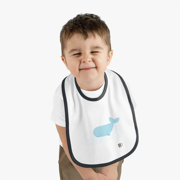 Happy Whale - Baby Contrast Trim Jersey Bib