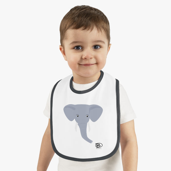 Elephant Close-up Baby Contrast Trim Jersey Bib