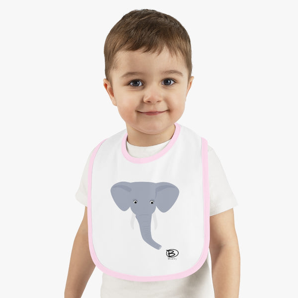 Elephant Close-up Baby Contrast Trim Jersey Bib