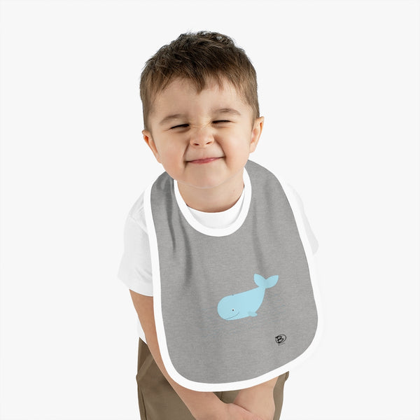 Happy Whale - Baby Contrast Trim Jersey Bib